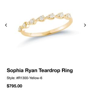 Dana Rebecca Sophia Ryan teardrop ring yellow gold size 6.5. Excellent condition